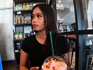 Starbucks coffee slot with Asian teen